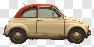 White Car - Classic Vintage Car With Red Roof Transparent PNG