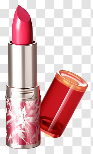 Pink Lipstick - Red Lipstick With Floral Design Transparent PNG