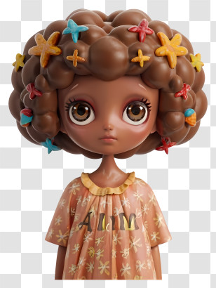 Portraits - Cute Doll With Colorful Hair Transparent PNG