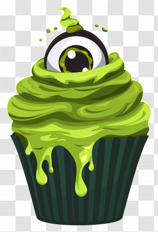 Halloween Cupcake - Green Monster Cupcake For Halloween Transparent PNG