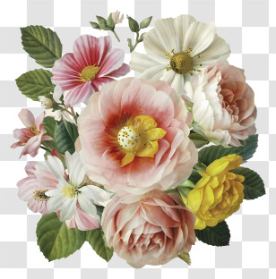 Cartoon - Beautiful Assorted Flower Bouquet Transparent PNG