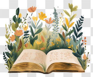 Open Book - Open Book With Vibrant Flowers Transparent PNG