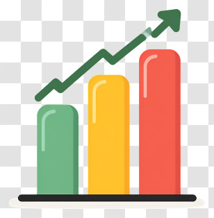 Graph Going Up - Colorful Bar Chart With Upward Arrow Transparent PNG