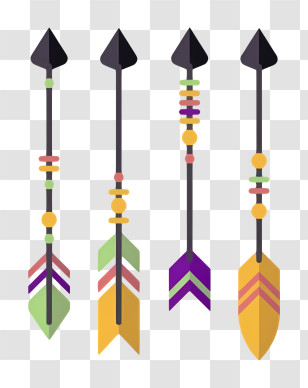 Arrow - Colorful Decorative Arrows With Feathers And Beads Transparent PNG