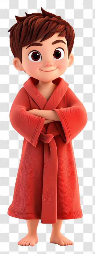 Bathrobe - Animated Boy In Red Robe Transparent PNG