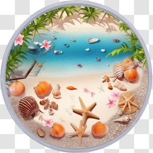 Beach
 - Tropical Beach Scene With Seashells And Ocean Transparent PNG