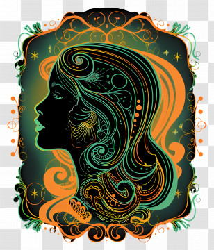 Line Art - Decorative Woman Silhouette Art Transparent PNG