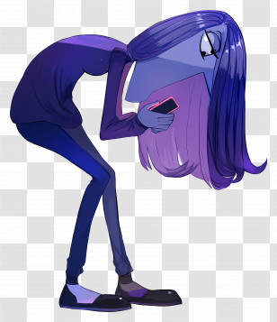 Cartoon Woman - Animated Character With Long Hair Transparent PNG