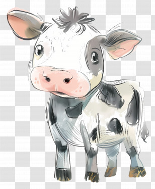 Doodle Cow - Cute Baby Cow Cartoon Illustration Transparent PNG