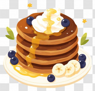 Chocolate Pancakes - Delicious Pancakes With Blueberries And Banana Transparent PNG