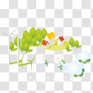 Wind Farm Power Windmill - Electricity Generation - Cartoon Town Transparent PNG