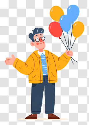 Handing Out Discount Balloons - Man With Colorful Balloons Transparent PNG