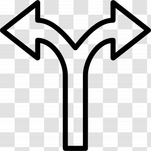 Two Direction Arrow - Black Split Direction Arrow Symbol Transparent PNG