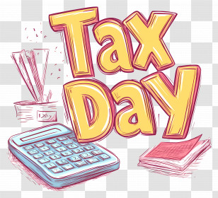 Tax Day - Tax Day With Calculator Illustration Transparent PNG