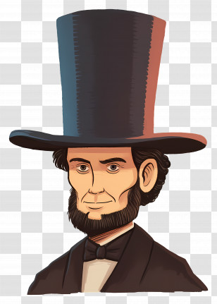 Abraham Lincoln - Cartoon Depiction Of Historic Figure With Tall Hat Transparent PNG