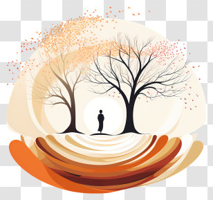 March Equinox - Silhouette Of Trees In Autumn Transparent PNG