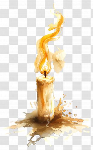 Candle - Burning Candle With Melting Wax Transparent PNG