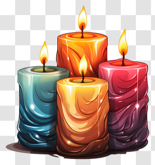 Candlelight - Colorful Burning Candles With Warm Radiant Glow Transparent PNG