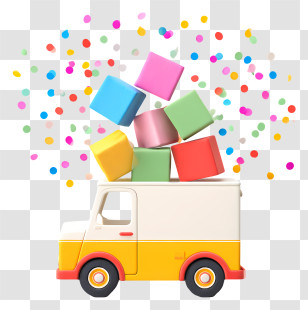 Delivery Truck - Colorful Toy Truck With Blocks Transparent PNG