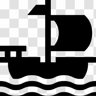 Pirate Boat - Black Sailing Ship Icon Transparent PNG