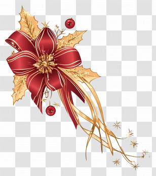 New Year - Festive Red Christmas Bow Decoration Transparent PNG
