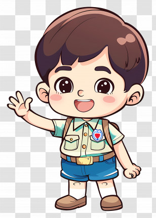 Baby Boy - Cartoon Boy In Uniform Waving Transparent PNG
