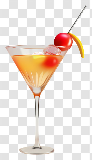 Cocktail Day - Cocktail Glass With Garnish And Cherry Transparent PNG