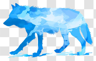 Wolf Silhouette - Watercolor Blue Wolf Silhouette Art Transparent PNG