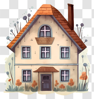 Watercolor Painting - Small Cute Doodle House Transparent PNG