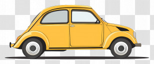 Animated Car - Yellow Vintage Car Side Profile Illustration Transparent PNG
