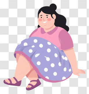 Obese Woman - Sitting Woman Cartoon Illustration Transparent PNG