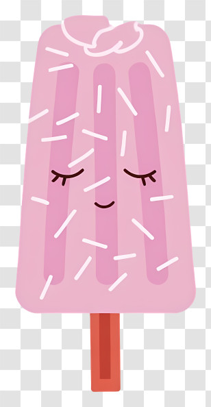 Cartoon Ice Lolly - Pink Sprinkled Popsicle Cute Transparent PNG