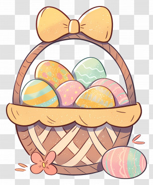 Easter Basket - Easter Basket With Painted Eggs Transparent PNG