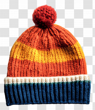 Knitted Beanie - Colorful Knitted Winter Hat Transparent PNG