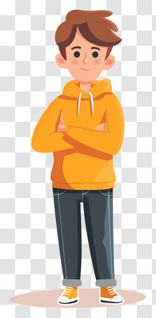 Boy - Cartoon Boy In Casual Hoodie Transparent PNG