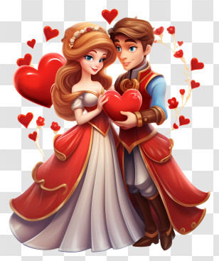 Emoji - Romantic Couple With Hearts Transparent PNG