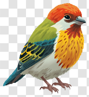 Flat Style Bird - Beautiful Colorful Bird Perched With Bright Feathers Transparent PNG