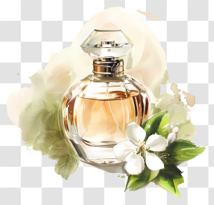 Fragrance Day - Elegant Glass Perfume Bottle With Floral Design Transparent PNG
