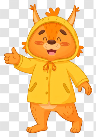 Cartoon Squirrel - Fox In Yellow Raincoat Transparent PNG