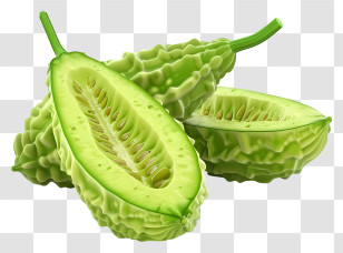 Bitter Melon - Sliced Green Bitter Melon Transparent PNG