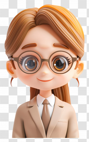 Cartoon Business Woman - Cartoon Girl With Glasses Illustration Transparent PNG