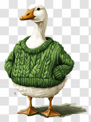 Goose In Sweater - Duck Wearing A Green Sweater Transparent PNG