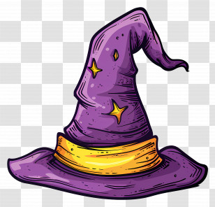 Halloween Cap - Purple Wizard Hat With Stars Transparent PNG