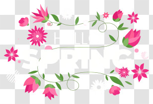 Floral Design - Pink And Green Floral Decoration Transparent PNG
