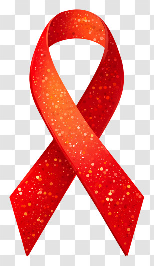 Luminous Red Ribbon Symbol - Red Glitter Ribbon Transparent PNG
