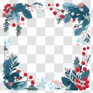 Winter Frame - Festive Floral Design Frame For Holidays Transparent PNG