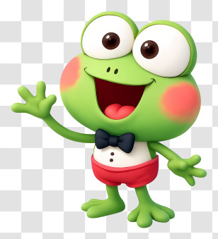 Keroppi - Green Frog Cartoon Character With Bowtie Transparent PNG