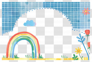 Cute Frame - Rainbow And Floral Artistic Background Design Transparent PNG