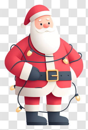 Santa Claus Tangled In Light Cord - Santa Claus With Lights Transparent PNG
