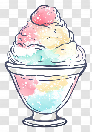 Shaved Ice - Colorful Ice Cream Sundae Transparent PNG